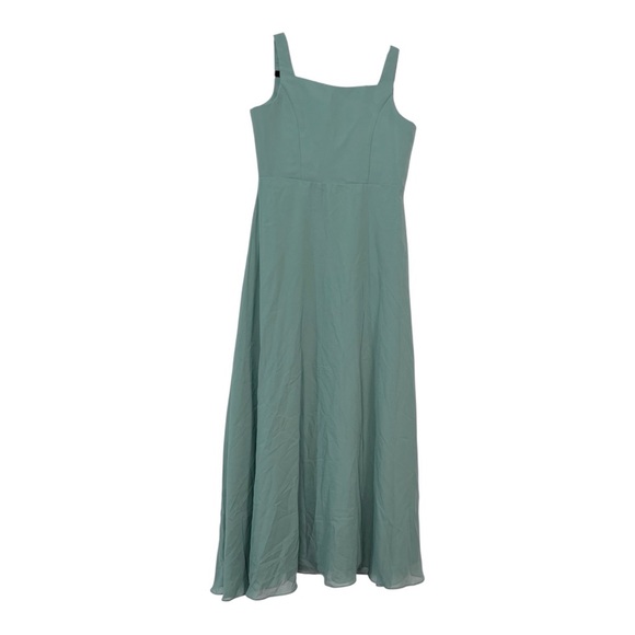 Girls Green Squared Sweetheart Neck Chiffon-Like Flowy Dress Sz 13 NWT - Picture 1 of 4